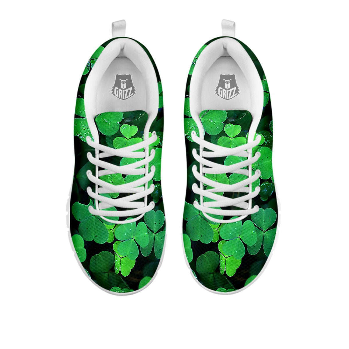 St. Patrick's Day Shamrock Clover Print White Sneaker-grizzshop