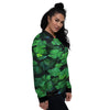 St. Patrick's Day Shamrock Clover Print Women's Bomber Jacket-grizzshop