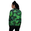 St. Patrick's Day Shamrock Clover Print Women's Bomber Jacket-grizzshop