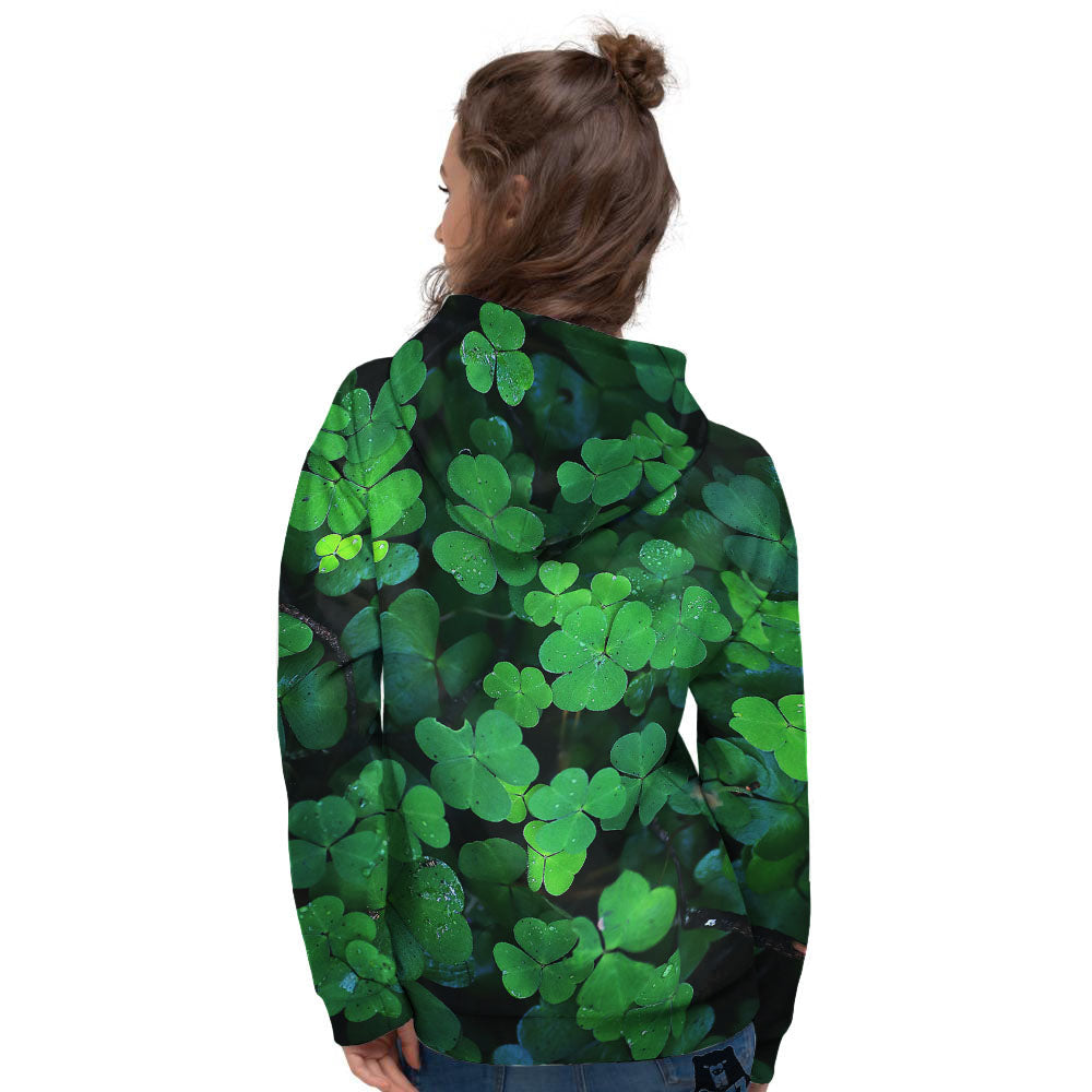 St. Patrick's Day Shamrock Clover Print Women's Hoodie-grizzshop