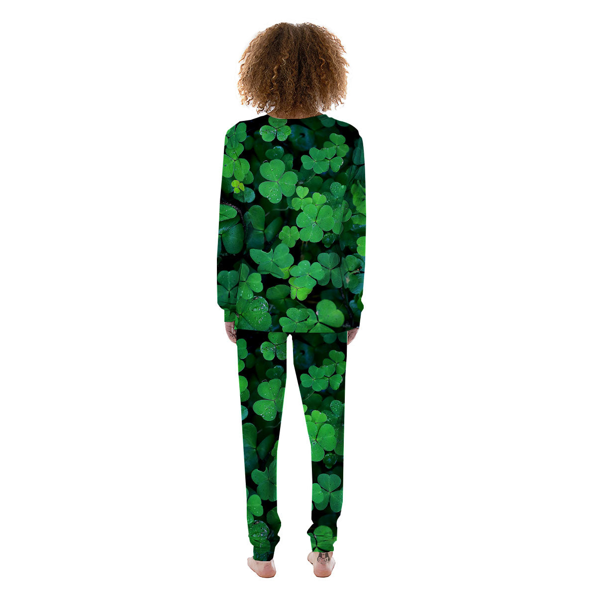 St. Patrick's Day Shamrock Clover Print Women's Pajamas-grizzshop