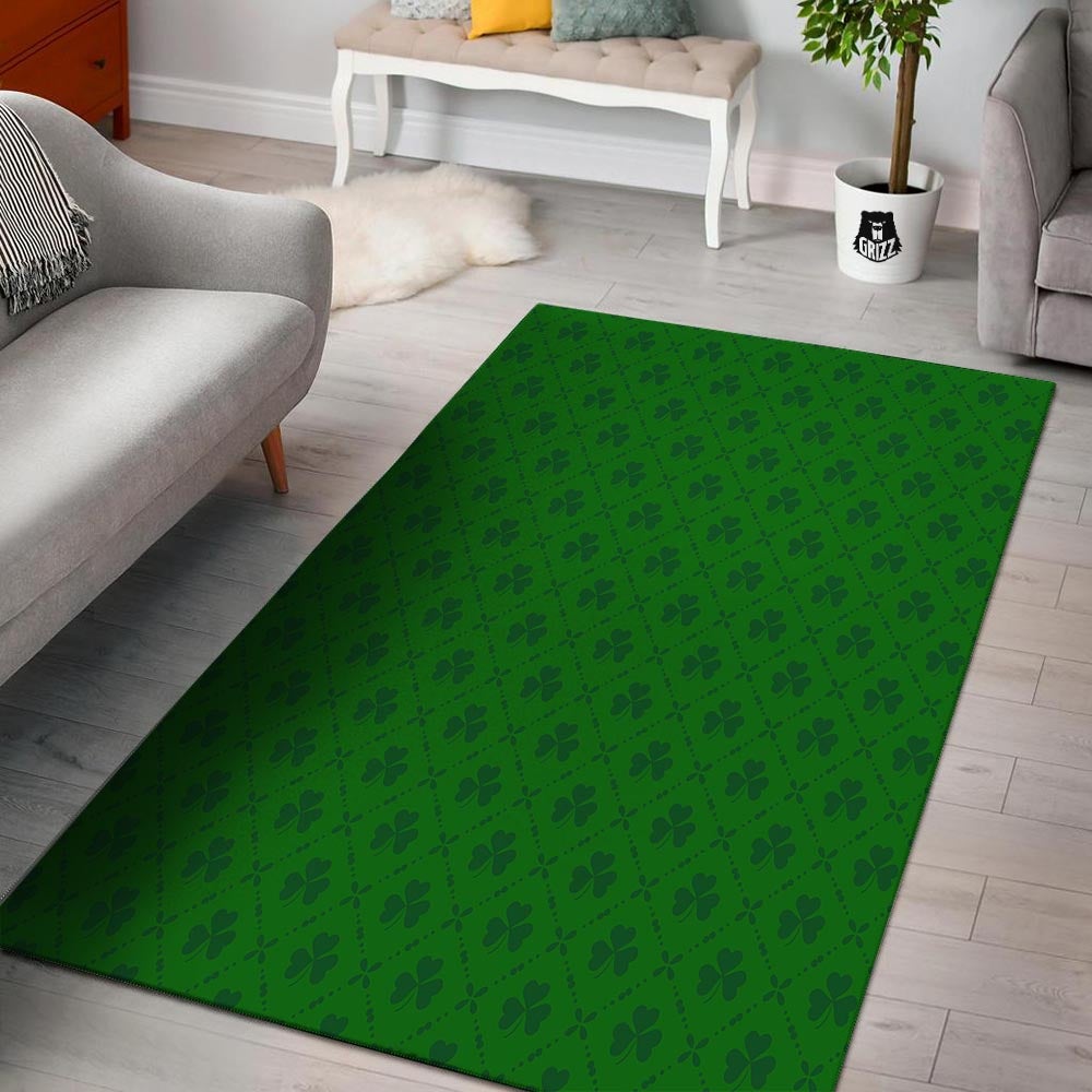 St. Patrick's Day Shamrock Green Print Pattern Floor Mat-grizzshop