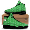 St. Patrick's Day Shamrock Leaf Print Pattern Black Basketball Shoes-grizzshop