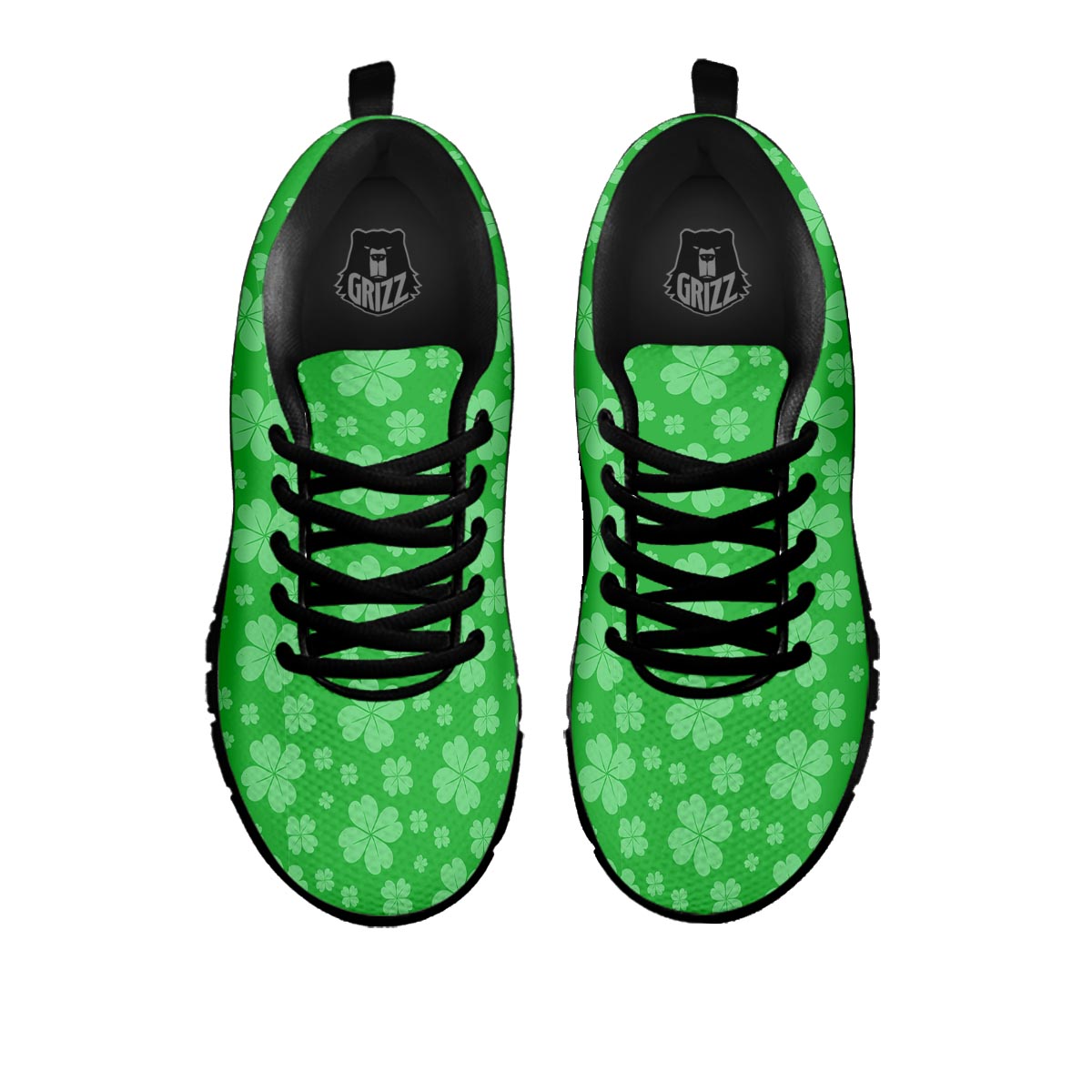 St. Patrick's Day Shamrock Leaf Print Pattern Black Sneaker-grizzshop