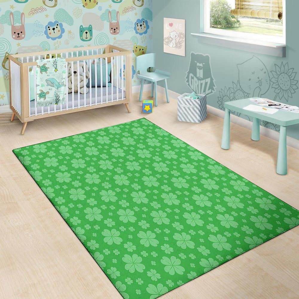 St. Patrick's Day Shamrock Leaf Print Pattern Floor Mat-grizzshop