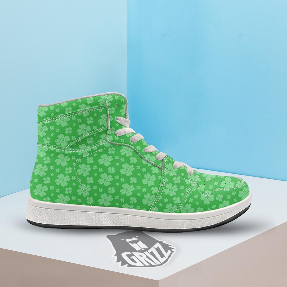 St. Patrick's Day Shamrock Leaf Print Pattern High Top Sneakers-grizzshop