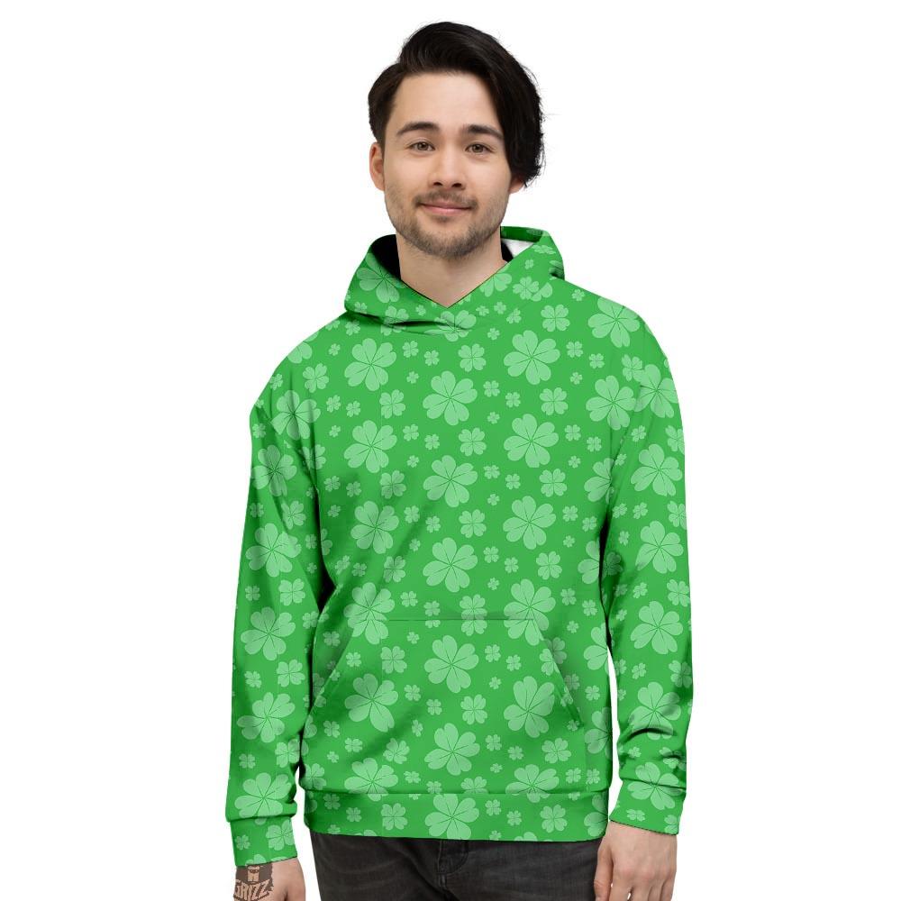 St. Patrick's Day Shamrock Leaf Print Pattern Men's Hoodie-grizzshop