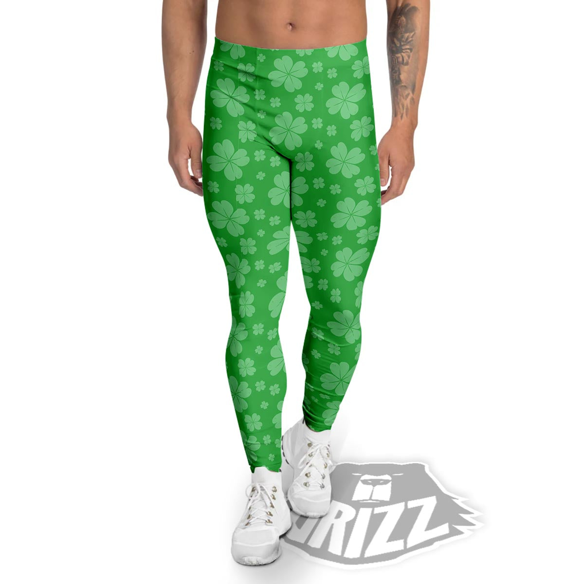 St. Patrick's Day Shamrock Leaf Print Pattern Men's Leggings-grizzshop