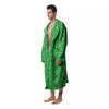 St. Patrick's Day Shamrock Leaf Print Pattern Men's Robe-grizzshop