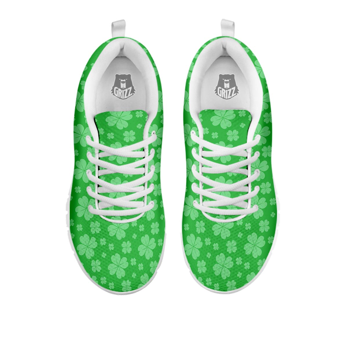 St. Patrick's Day Shamrock Leaf Print Pattern White Sneaker-grizzshop