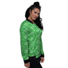 St. Patrick's Day Shamrock Leaf Print Pattern Women's Bomber Jacket-grizzshop