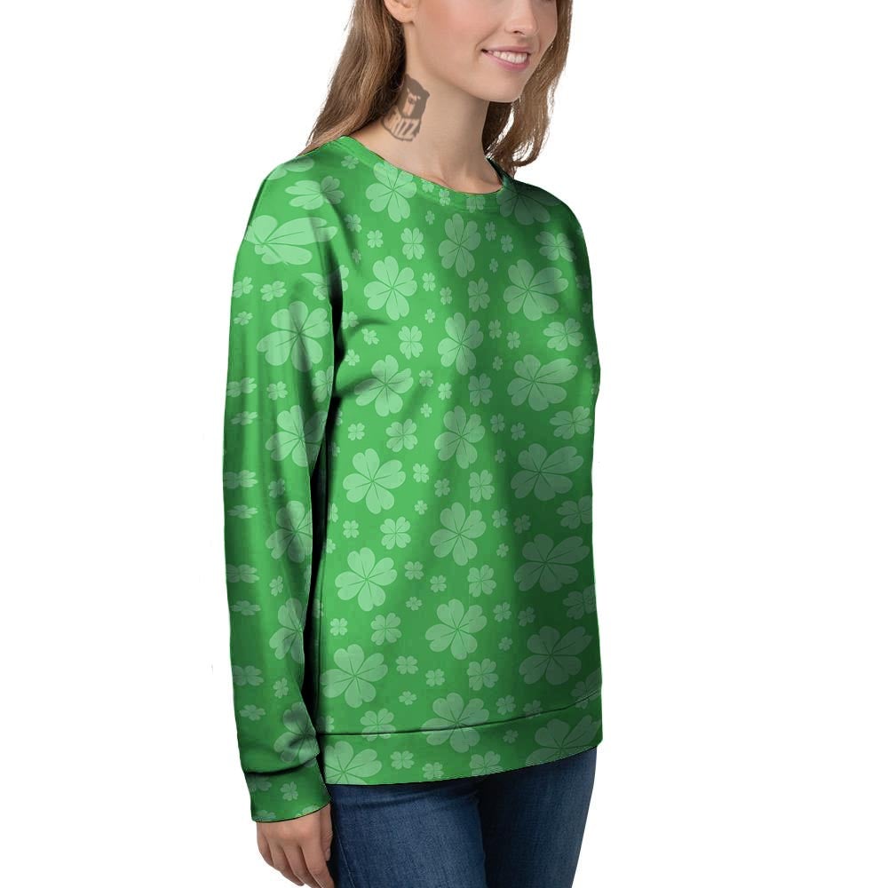 St. Patrick's Day Shamrock Leaf Print Pattern Women's Sweatshirt-grizzshop