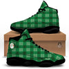 St. Patrick's Day Shamrock Plaid Print Pattern Black Basketball Shoes-grizzshop