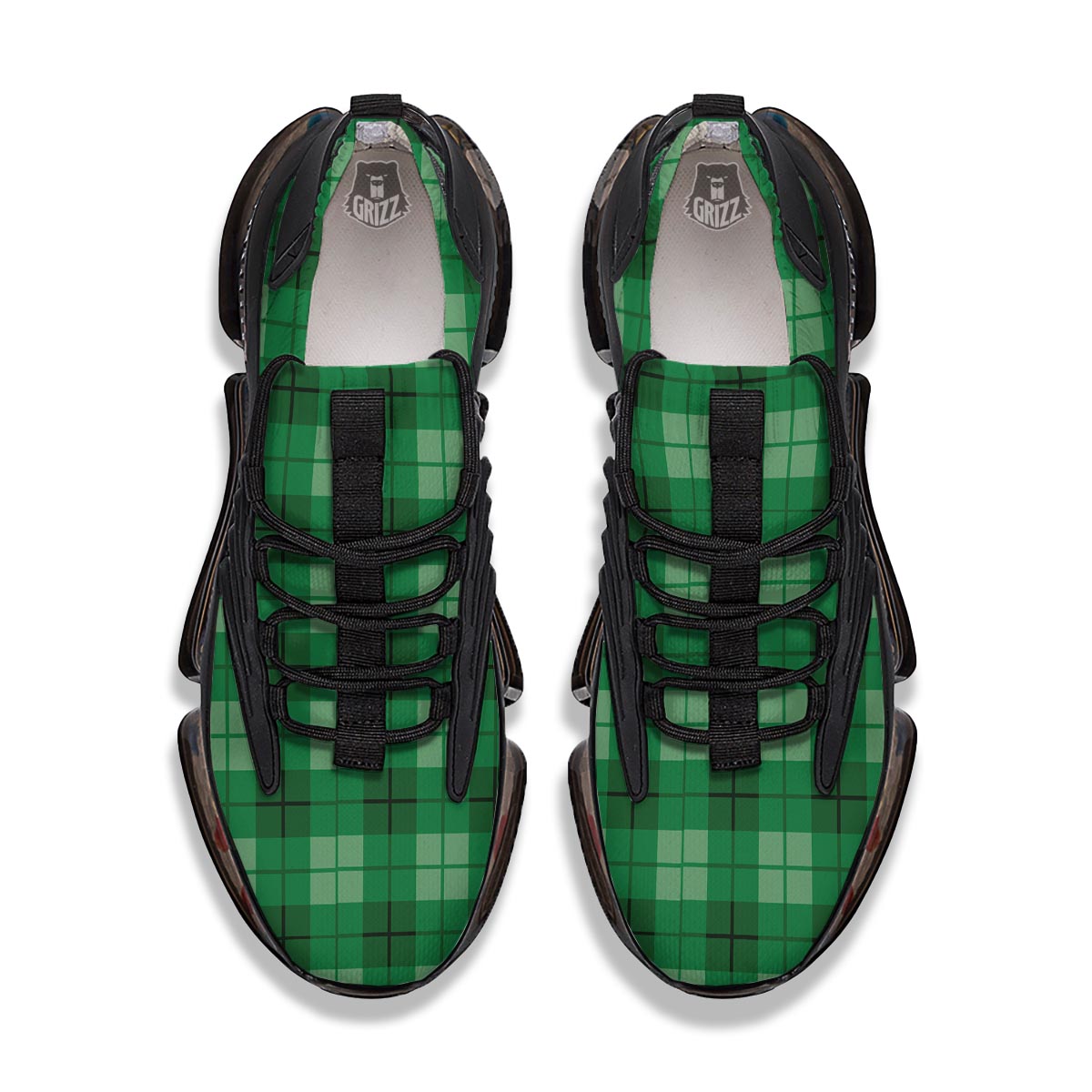 St. Patrick's Day Shamrock Plaid Print Pattern Black Gym Shoes-grizzshop