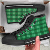 St. Patrick's Day Shamrock Plaid Print Pattern Black High Top Shoes-grizzshop