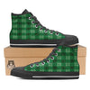 St. Patrick's Day Shamrock Plaid Print Pattern Black High Top Shoes-grizzshop