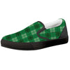 St. Patrick's Day Shamrock Plaid Print Pattern Black Slip On Shoes-grizzshop