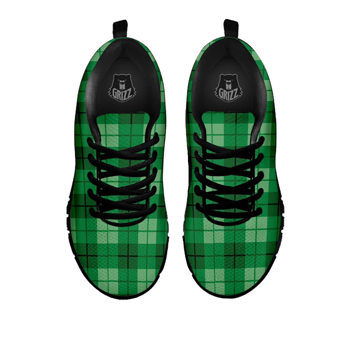 St. Patrick's Day Shamrock Plaid Print Pattern Black Sneaker-grizzshop