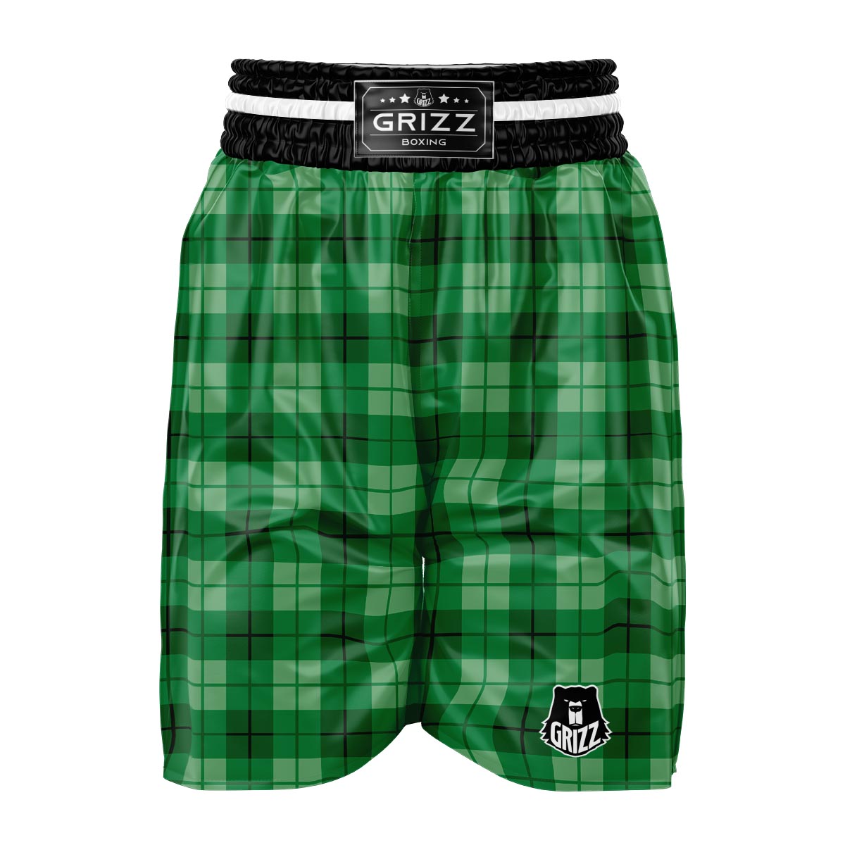 St. Patrick's Day Shamrock Plaid Print Pattern Boxing Shorts-grizzshop