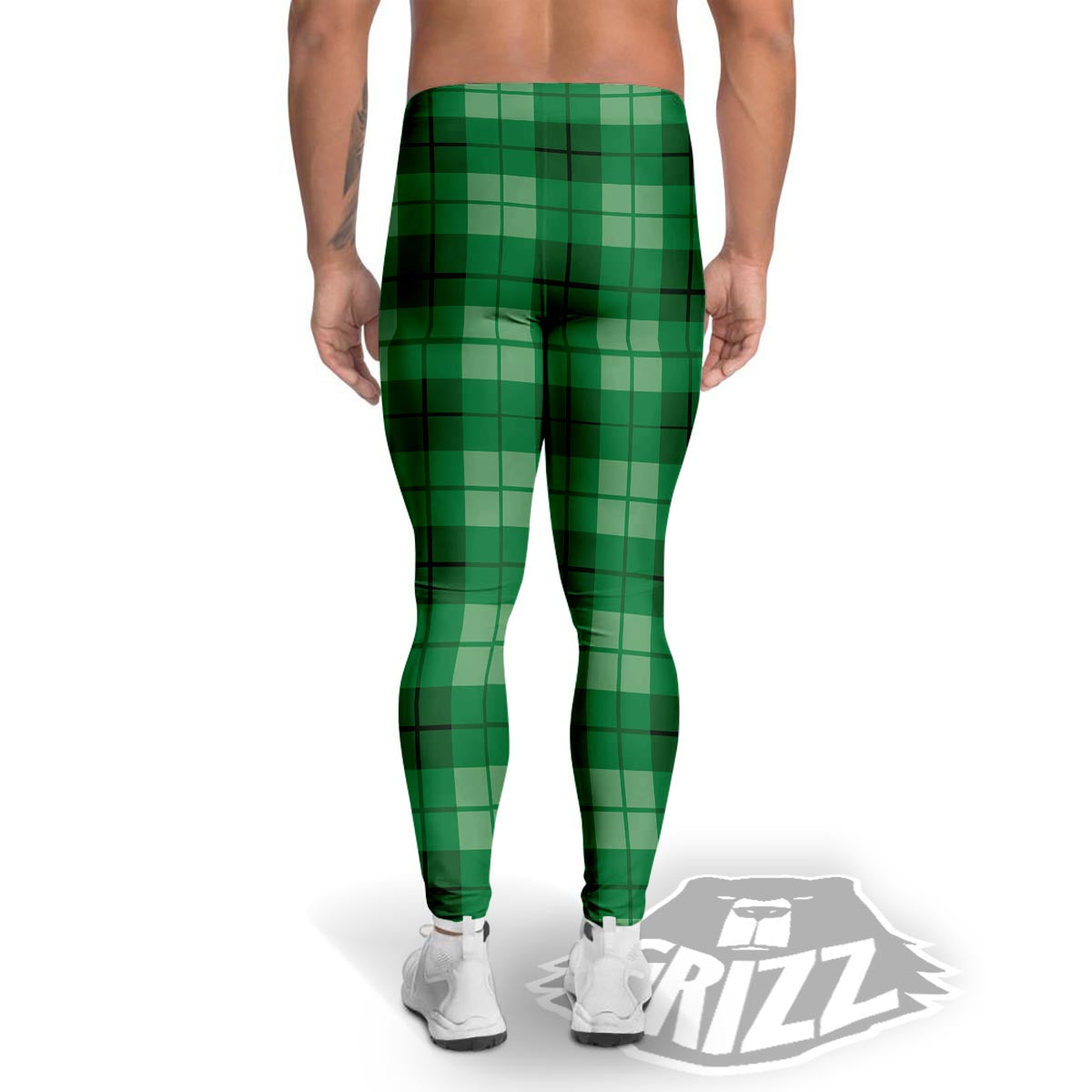 St. Patrick's Day Shamrock Plaid Print Pattern Men's Leggings-grizzshop