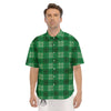 St. Patrick's Day Shamrock Plaid Print Pattern Men's Short Sleeve Shirts-grizzshop