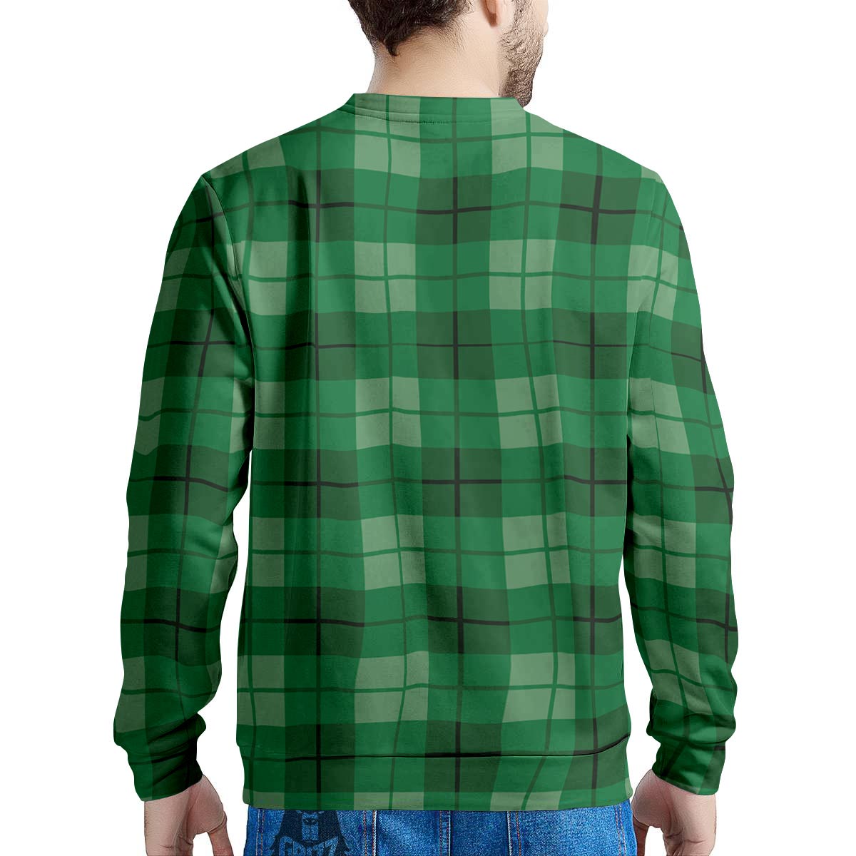 St. Patrick's Day Shamrock Plaid Print Pattern Men's Sweatshirt-grizzshop