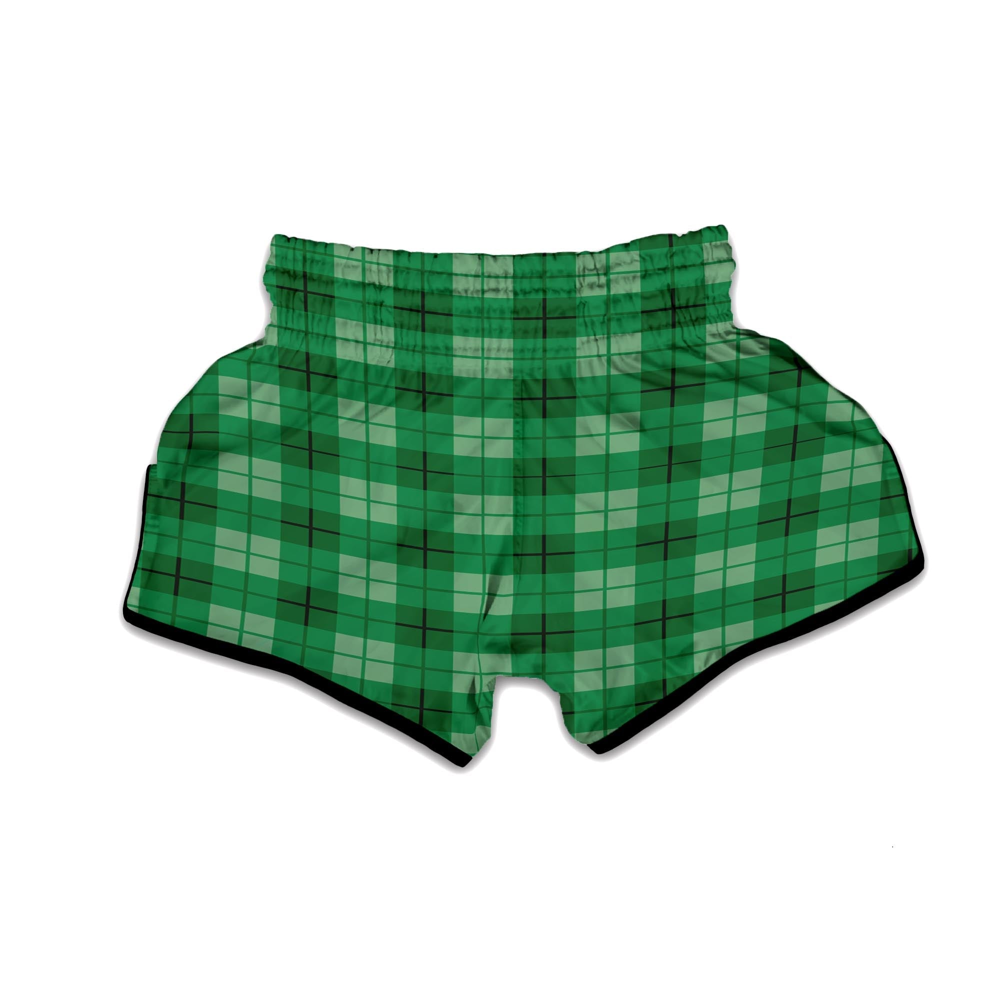 St. Patrick's Day Shamrock Plaid Print Pattern Muay Thai Boxing Shorts-grizzshop