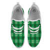 St. Patrick's Day Shamrock Plaid Print Pattern White Athletic Shoes-grizzshop