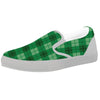 St. Patrick's Day Shamrock Plaid Print Pattern White Slip On Shoes-grizzshop