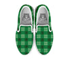 St. Patrick's Day Shamrock Plaid Print Pattern White Slip On Shoes-grizzshop