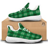 St. Patrick's Day Shamrock Plaid Print Pattern White Walking Shoes-grizzshop