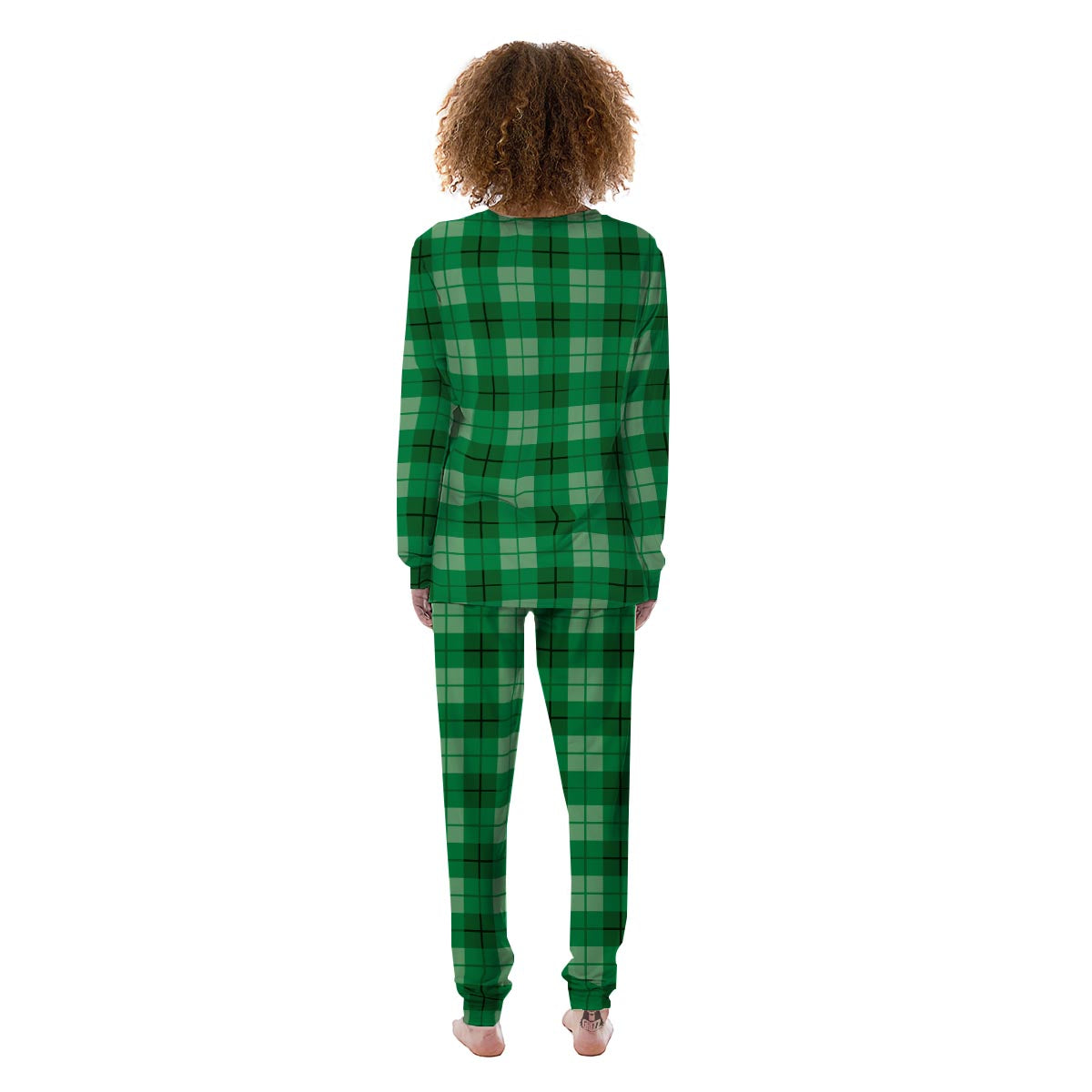 St. Patrick's Day Shamrock Plaid Print Pattern Women's Pajamas-grizzshop