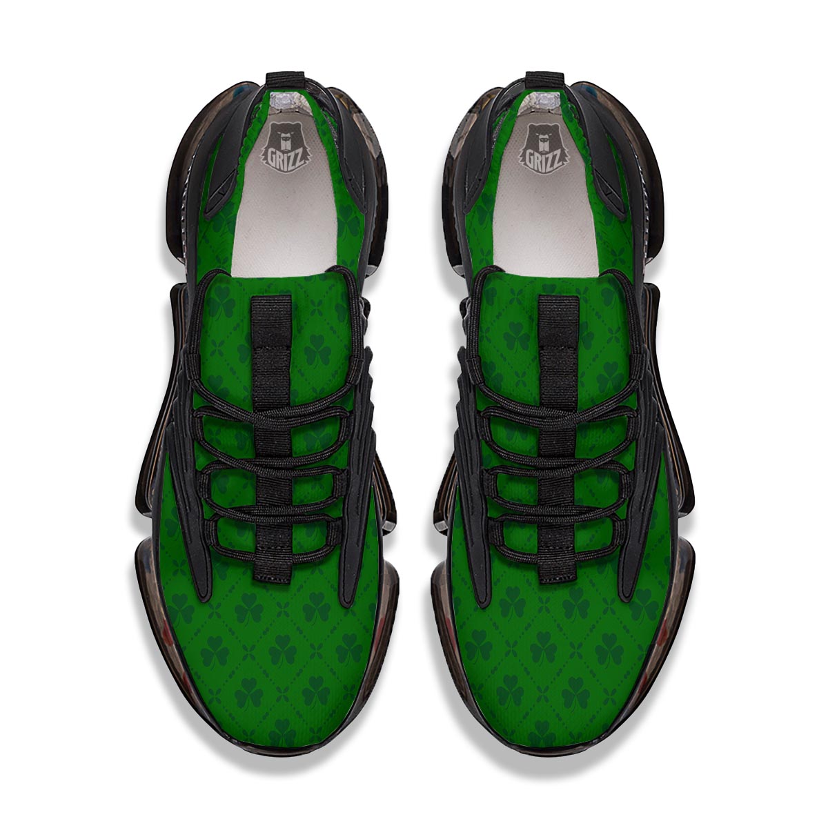 St. Patrick's Day Shamrock Print Pattern Black Gym Shoes-grizzshop