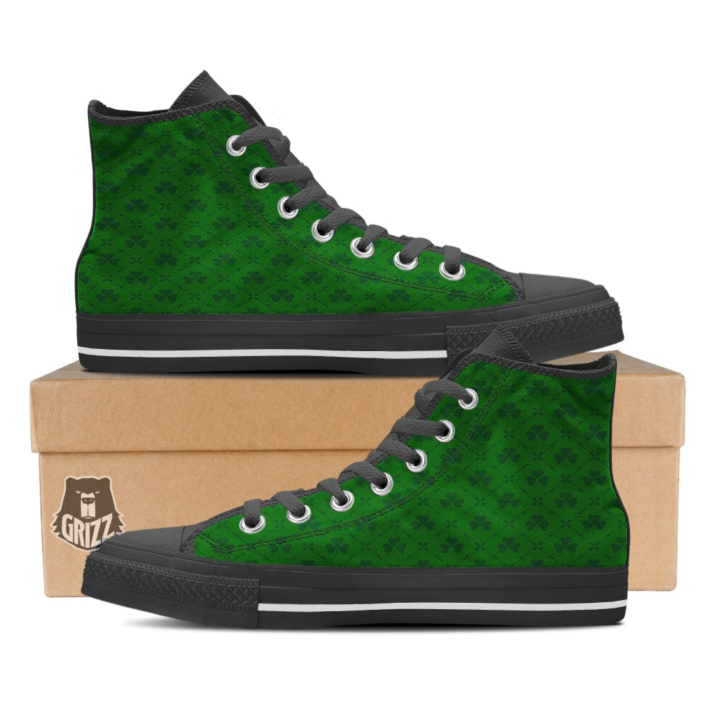 St. Patrick's Day Shamrock Print Pattern Black High Top Shoes-grizzshop