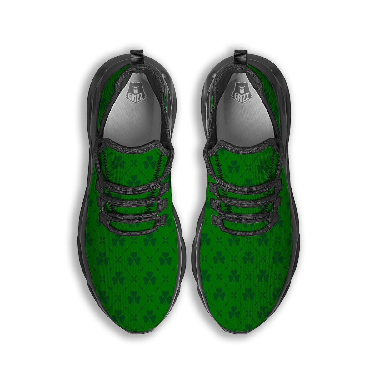 St. Patrick's Day Shamrock Print Pattern Black Running Shoes-grizzshop
