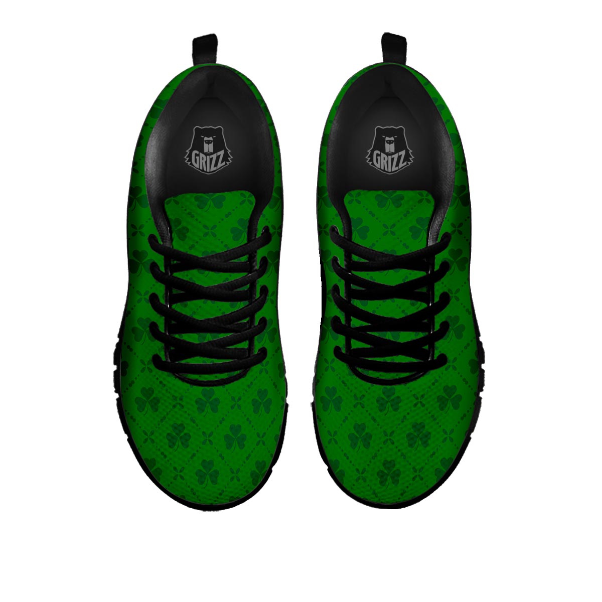 St. Patrick's Day Shamrock Print Pattern Black Sneaker-grizzshop