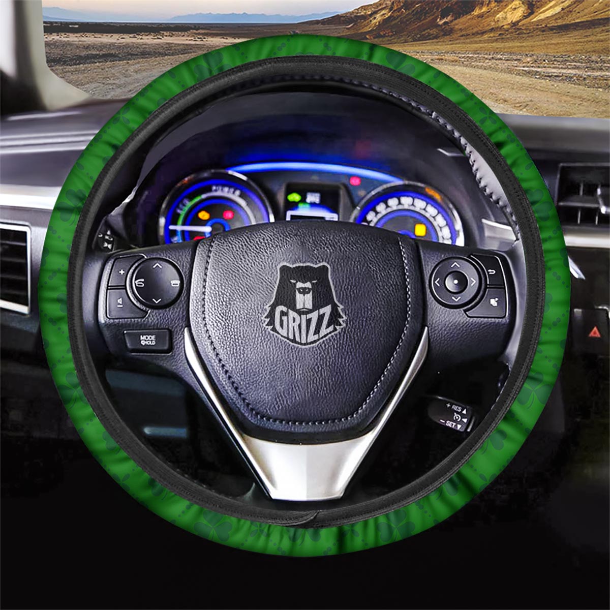 St. Patrick's Day Shamrock Print Pattern Car Steering Wheel Cover-grizzshop