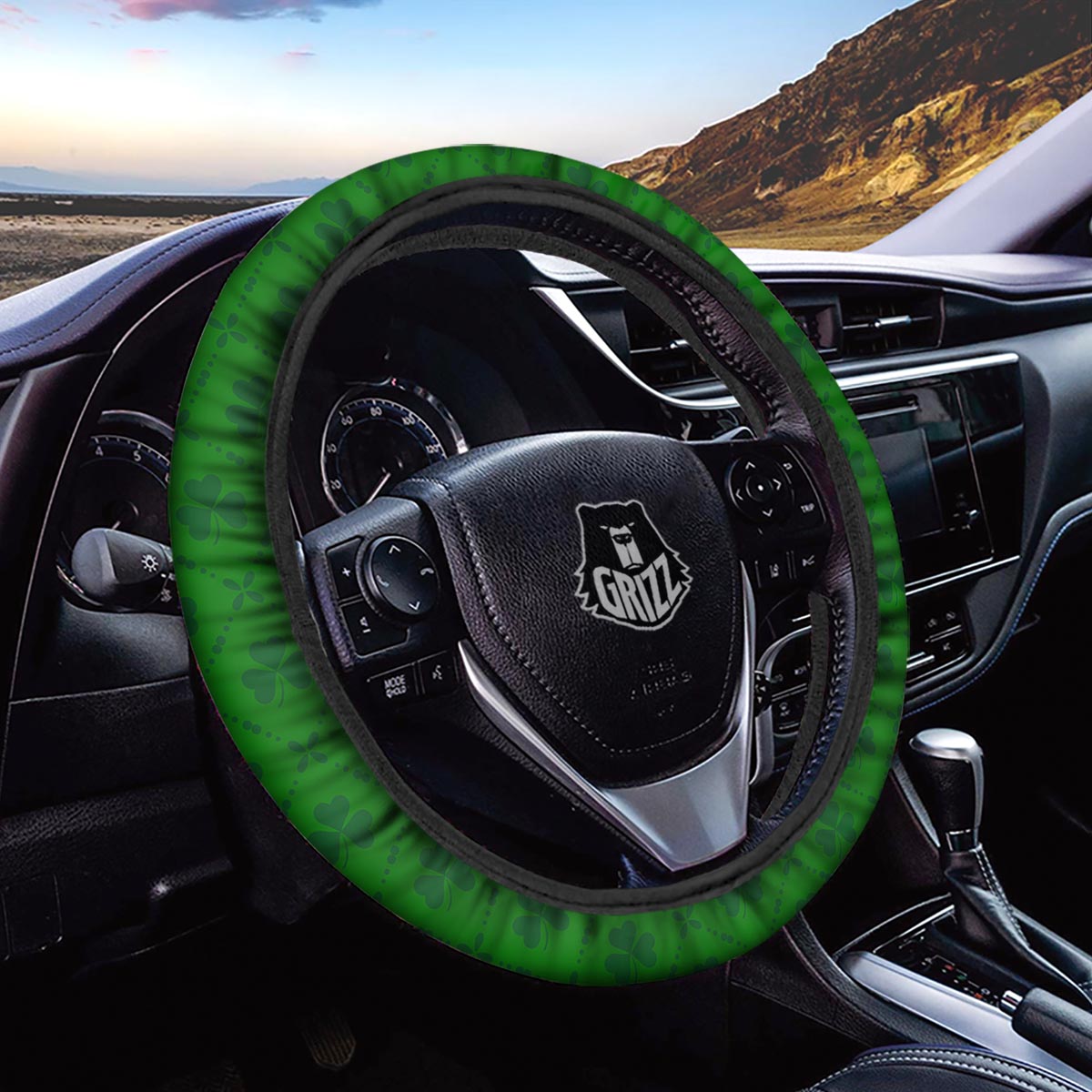 St. Patrick's Day Shamrock Print Pattern Car Steering Wheel Cover-grizzshop