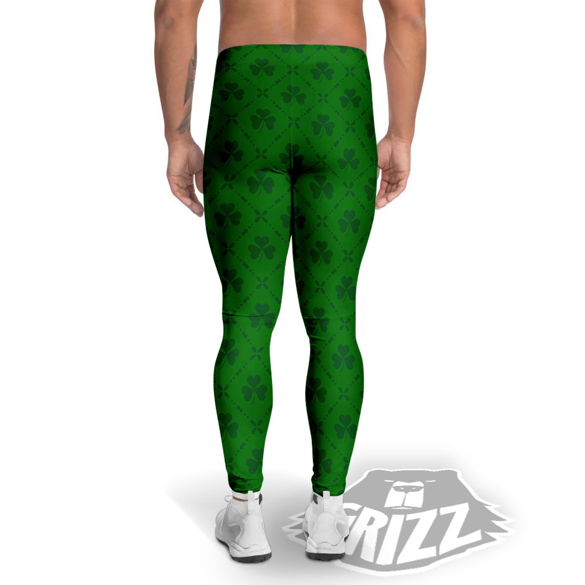 St. Patrick's Day Shamrock Print Pattern Men's Leggings-grizzshop