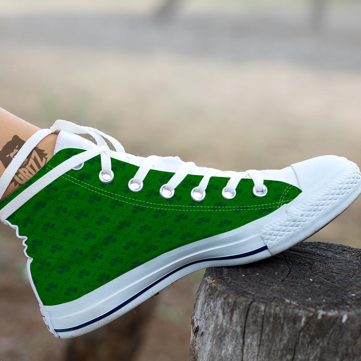 St. Patrick's Day Shamrock Print Pattern White High Top Shoes-grizzshop