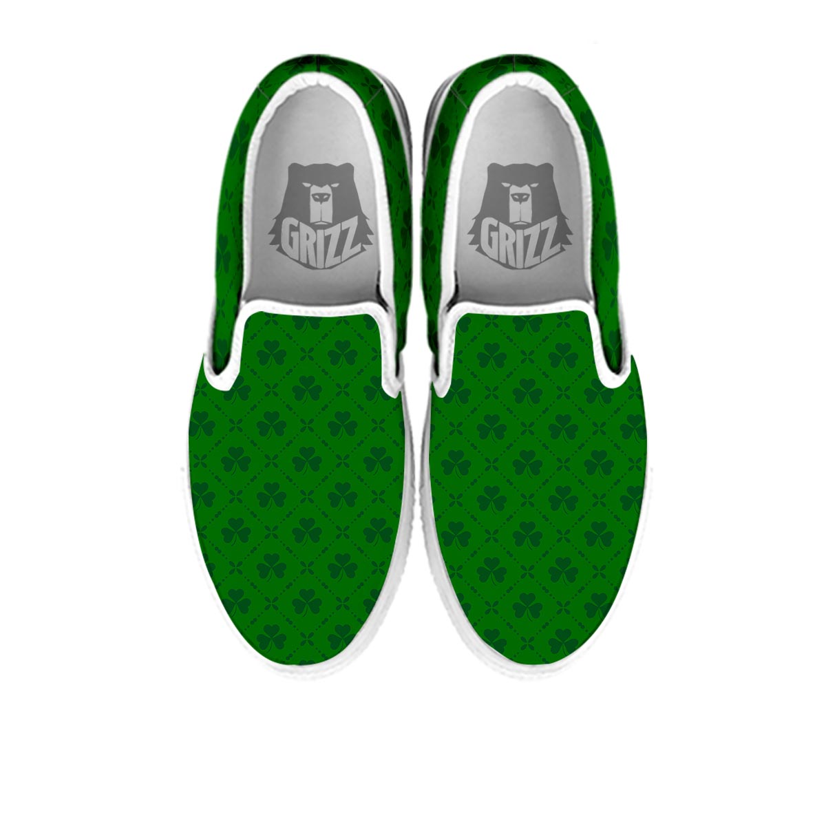 St. Patrick's Day Shamrock Print Pattern White Slip On Shoes-grizzshop