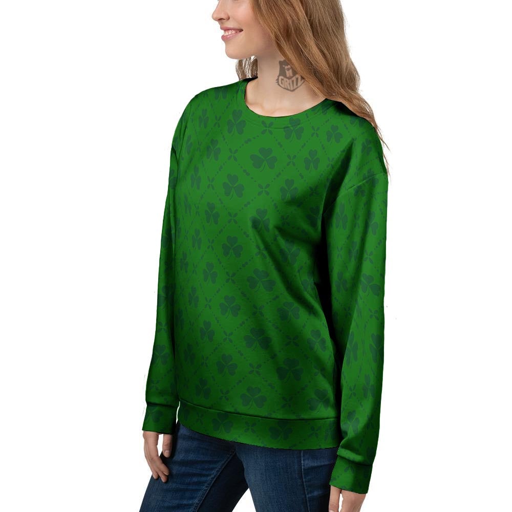 St. Patrick's Day Shamrock Print Pattern Women's Sweatshirt-grizzshop