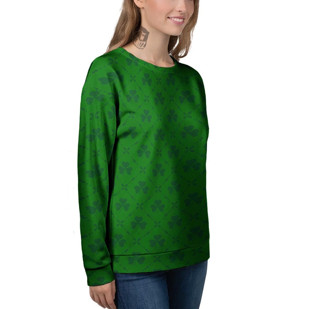 St. Patrick's Day Shamrock Print Pattern Women's Sweatshirt-grizzshop