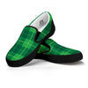 St. Patrick's Day Shamrock Tartan Print Pattern Black Slip On Shoes-grizzshop