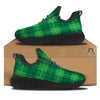 St. Patrick's Day Shamrock Tartan Print Pattern Black Walking Shoes-grizzshop