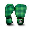 St. Patrick's Day Shamrock Tartan Print Pattern Boxing Gloves-grizzshop