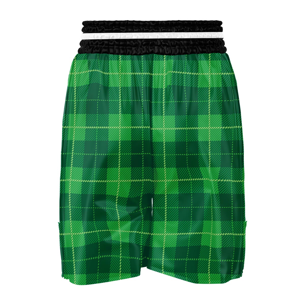 St. Patrick's Day Shamrock Tartan Print Pattern Boxing Shorts-grizzshop