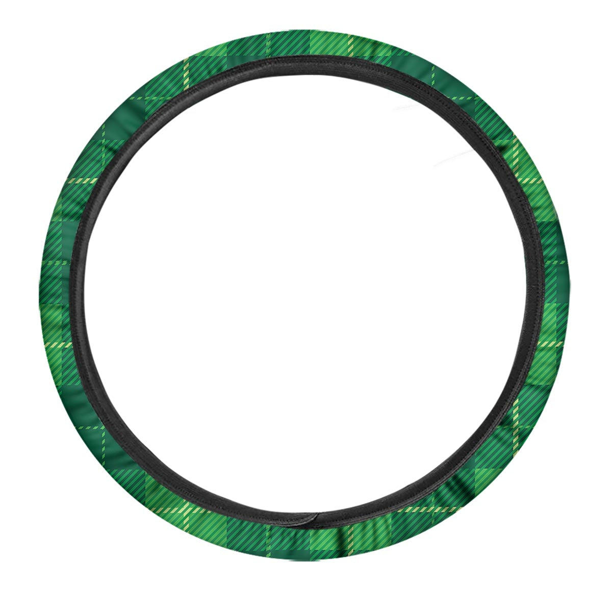 St. Patrick's Day Shamrock Tartan Print Pattern Car Steering Wheel Cover-grizzshop