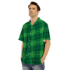 St. Patrick's Day Shamrock Tartan Print Pattern Men's Hawaiian Shirt-grizzshop