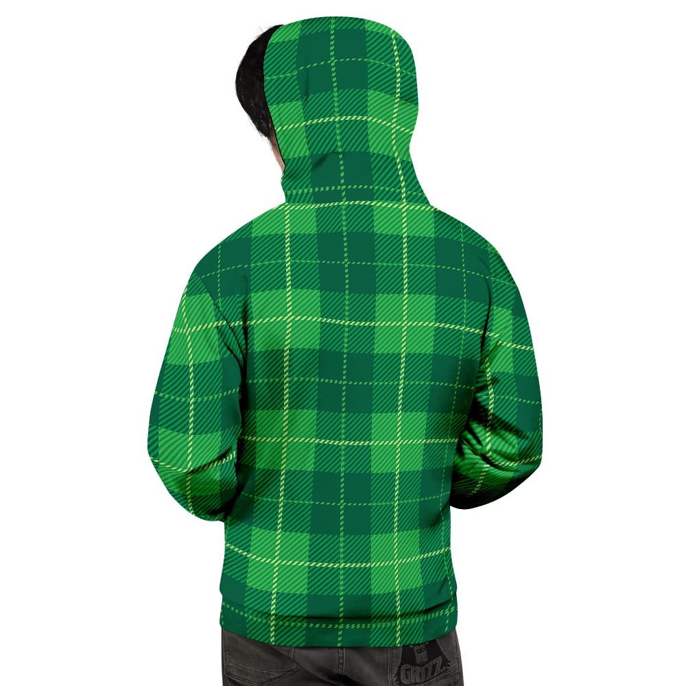 St. Patrick's Day Shamrock Tartan Print Pattern Men's Hoodie-grizzshop